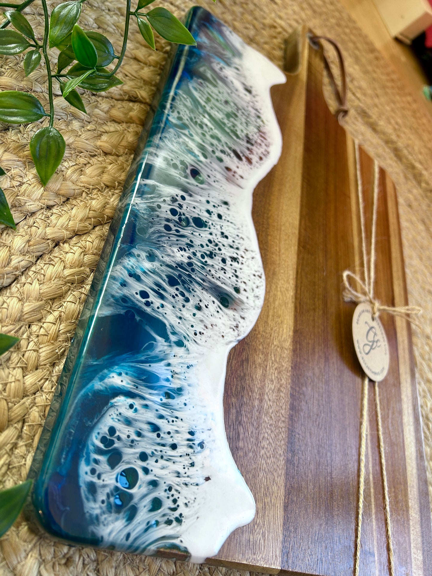 Resin Art Acacia Wood Serving Board - Seascape
