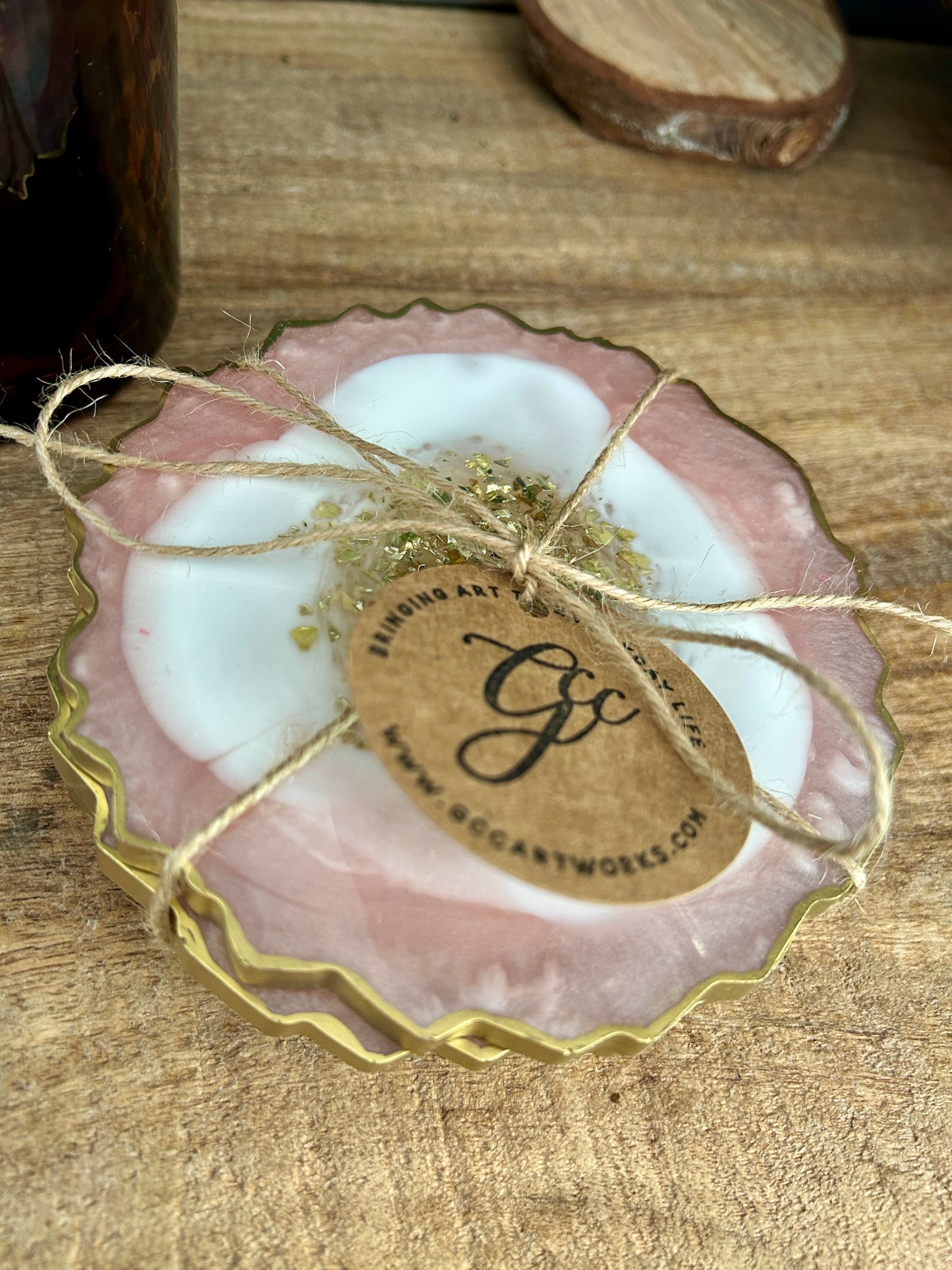 Geode Style Resin Art Coasters - Pink, White and Gold