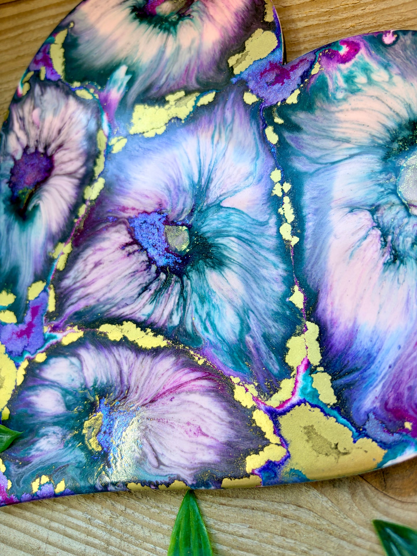 Resin and Ink Original Hanging Heart Artwork