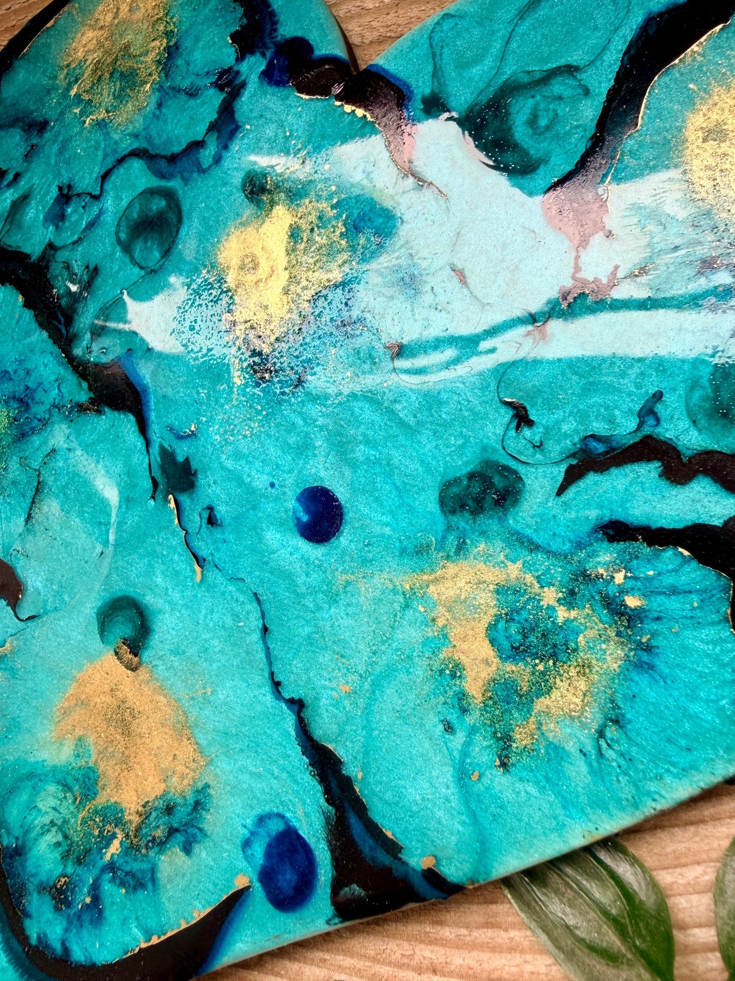 Resin and Ink Original Hanging Heart Artwork