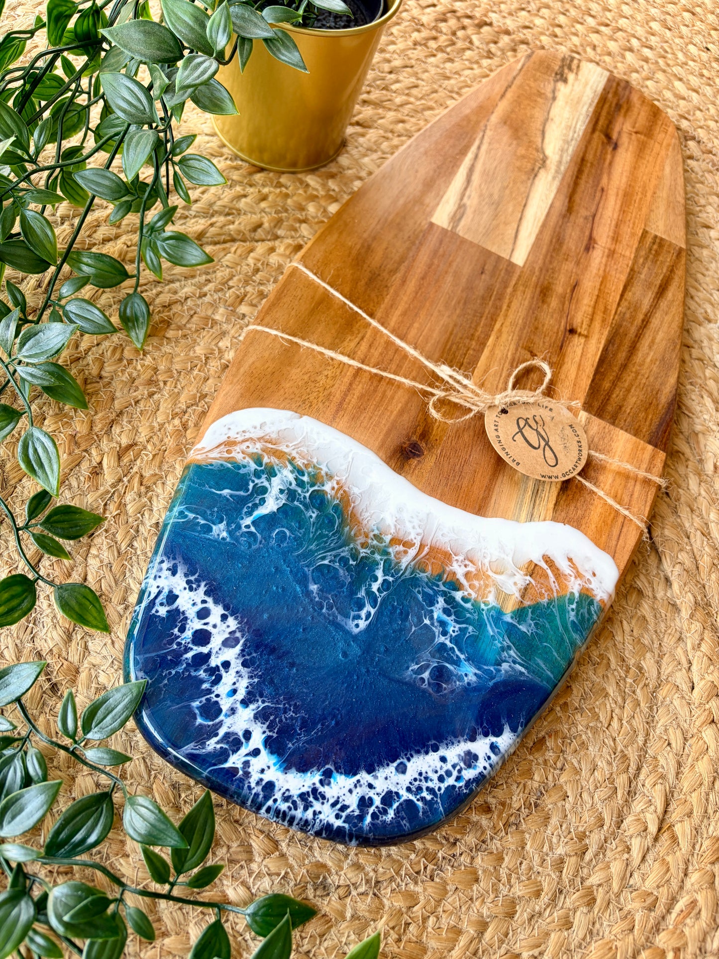 Resin Art Acacia Wood Serving Board - Seascape m