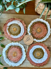 Peach, White and Gold Resin Coasters - Set of 4