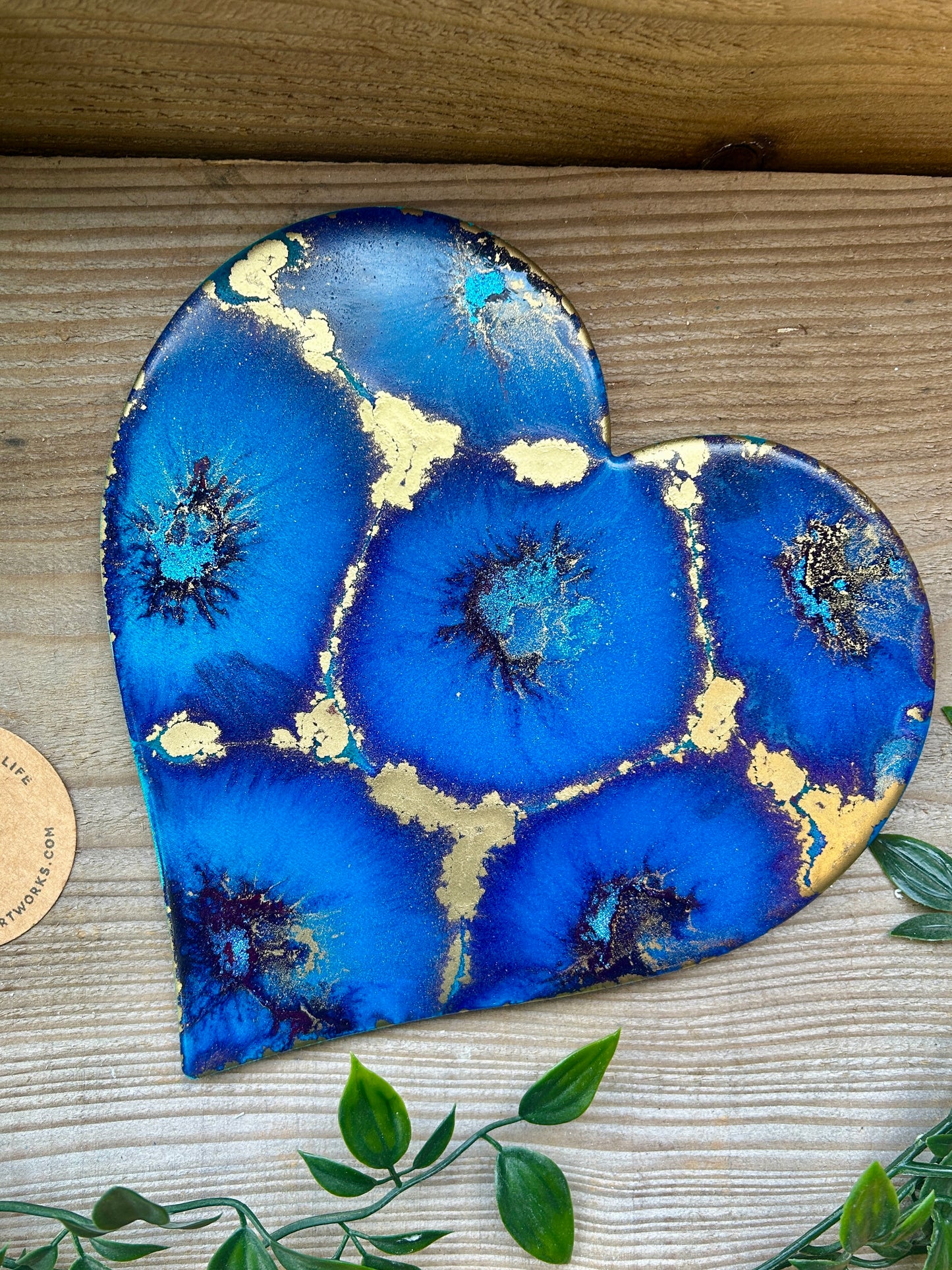 Resin and Ink Original Hanging Heart Artwork