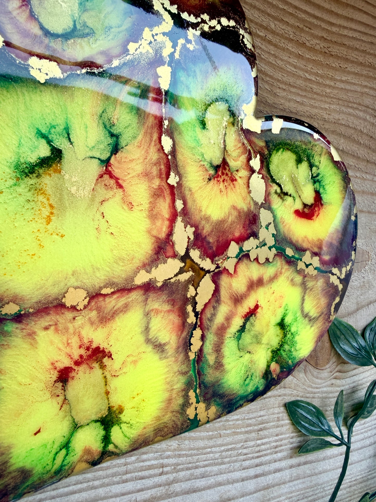 Resin and Ink Original Hanging Heart Artwork