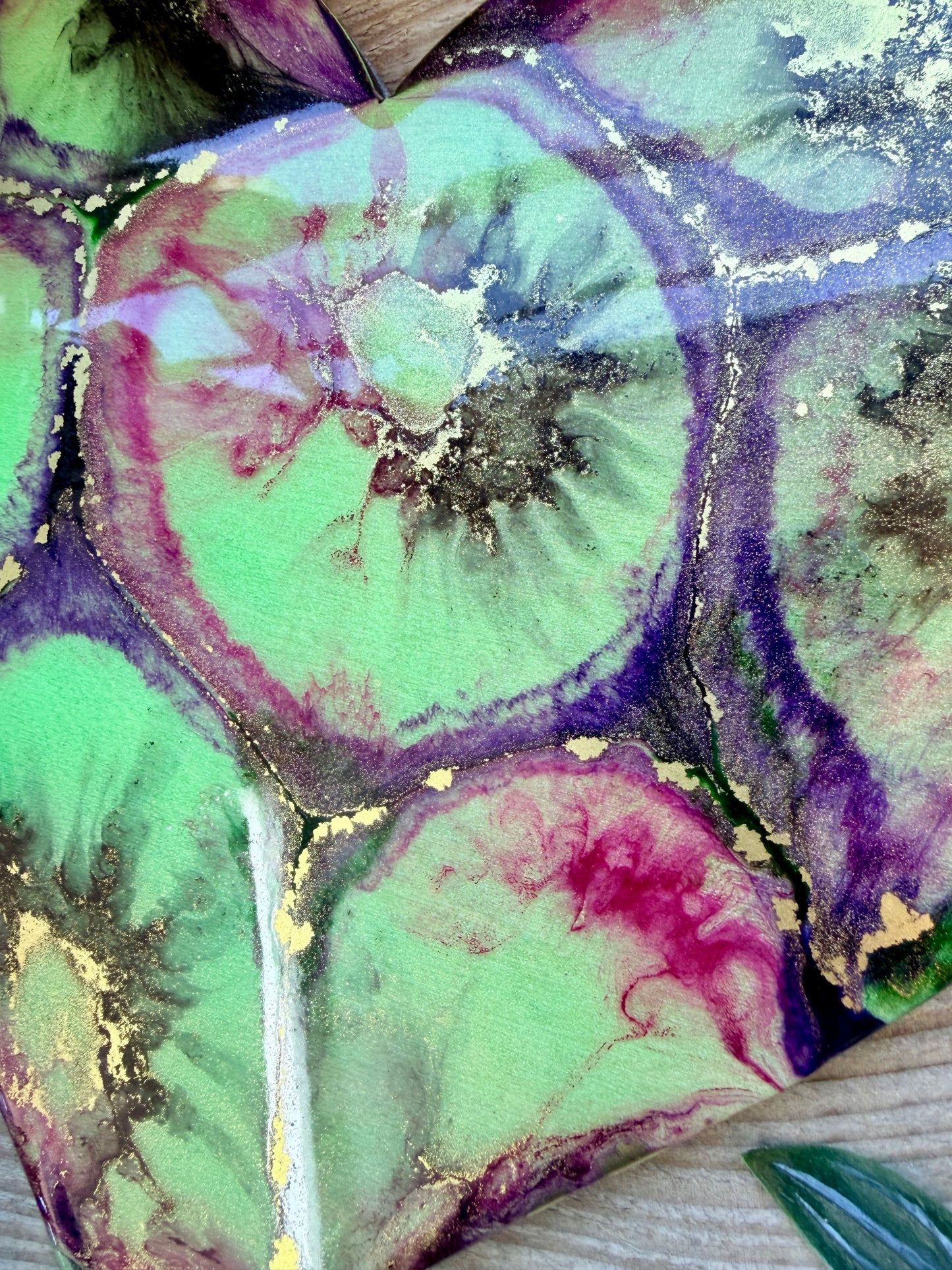 Resin and Ink Original Hanging Heart Artwork