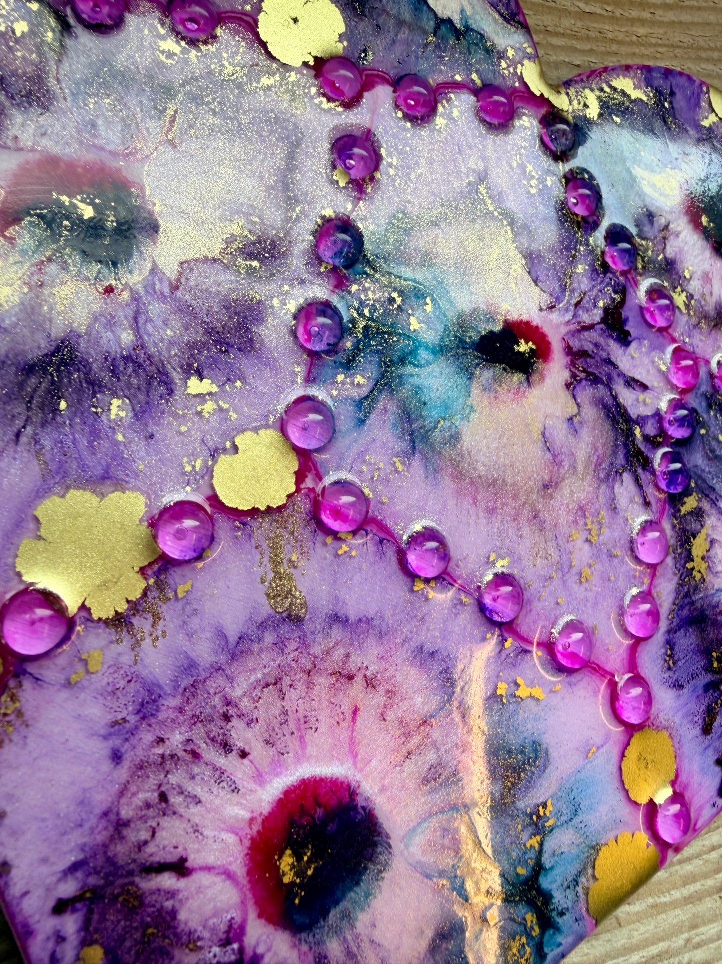 Resin and Ink Original Hanging Heart Artwork