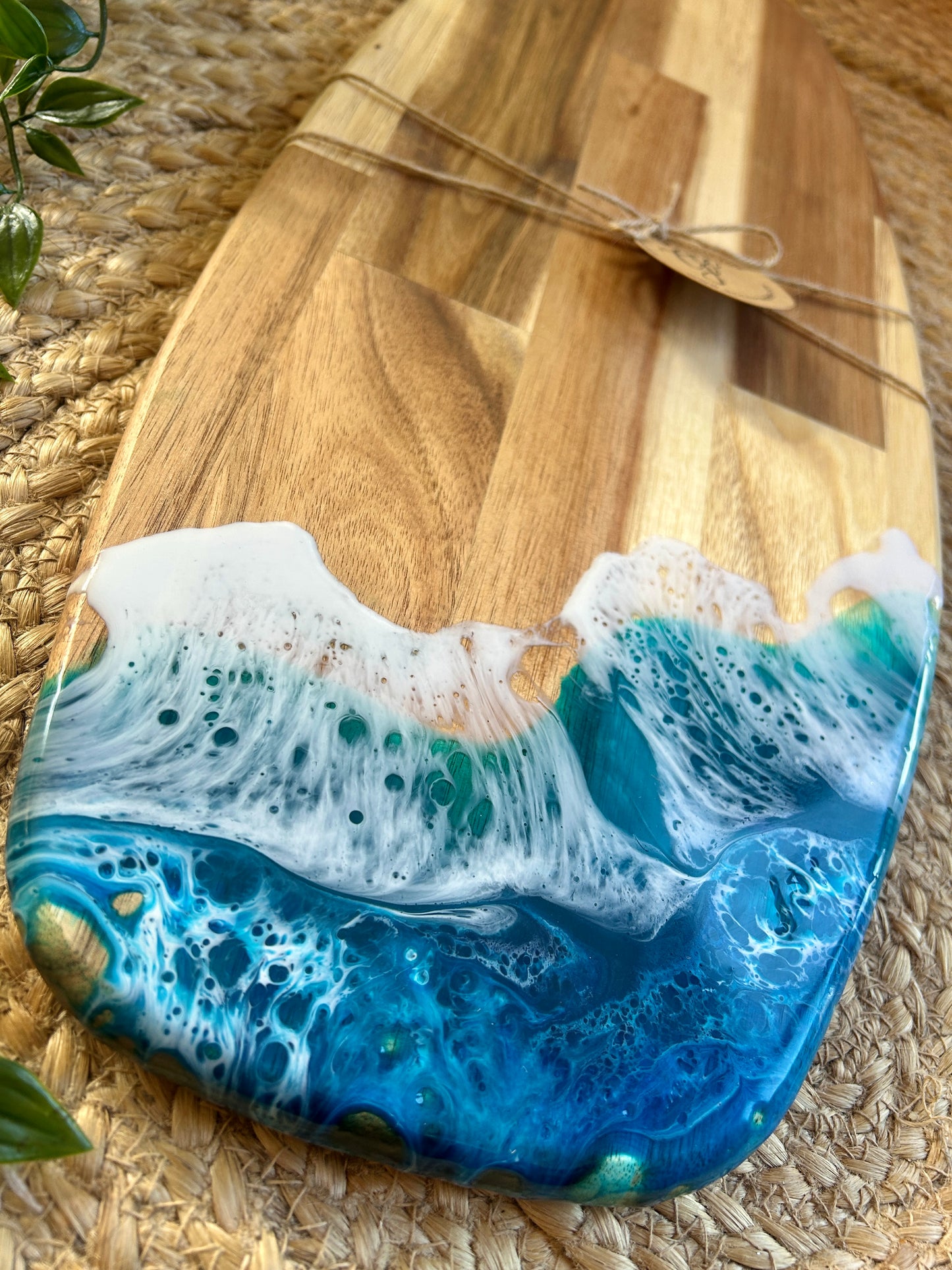 Resin Art Acacia Wood Serving Board - Seascape