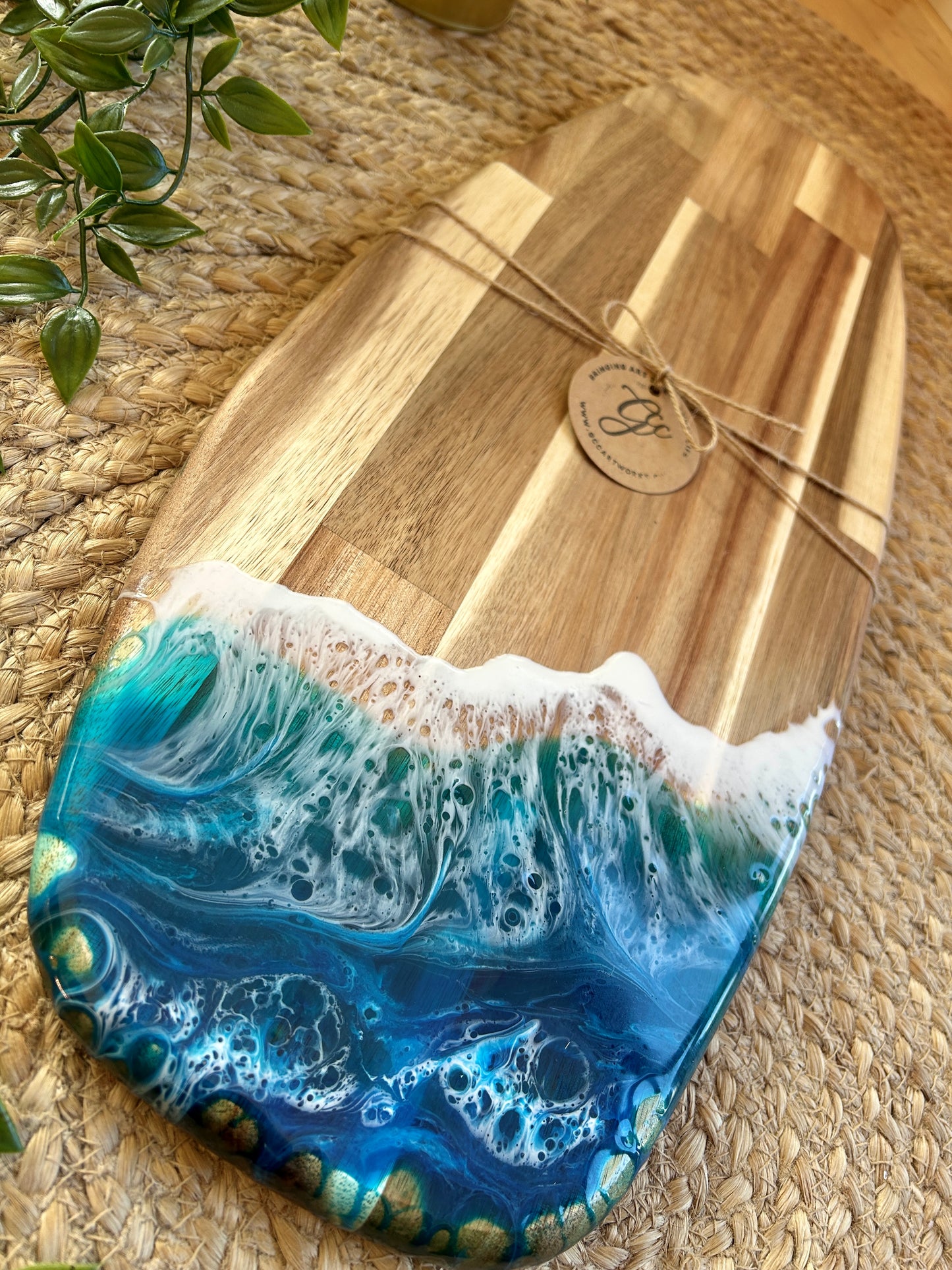 Resin Art Acacia Wood Serving Board - Seascape