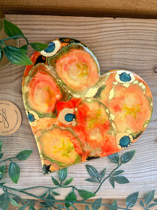 Resin and Ink Original Hanging Heart Artwork