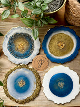 Blue and Gold Resin Coasters - Set of 4