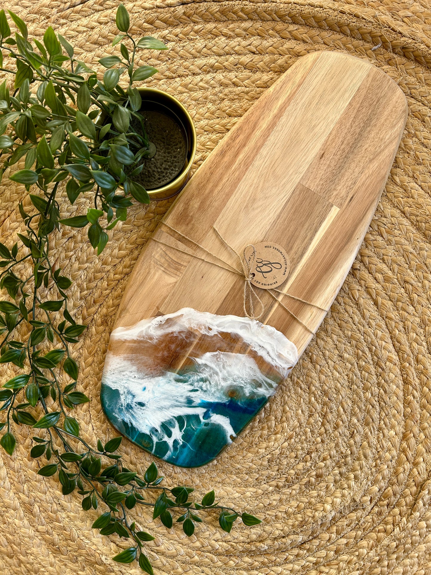 Resin Art Acacia Wood Serving Board - Seascape