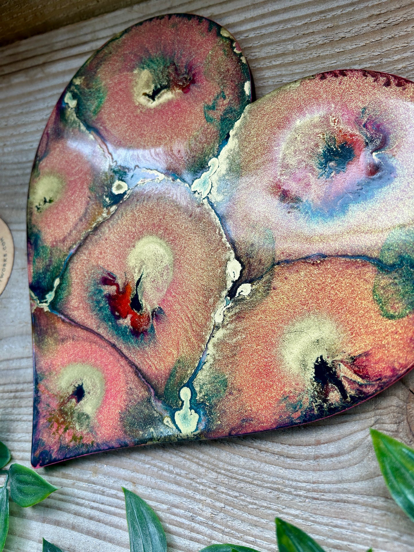 Resin and Ink Original Hanging Heart Artwork