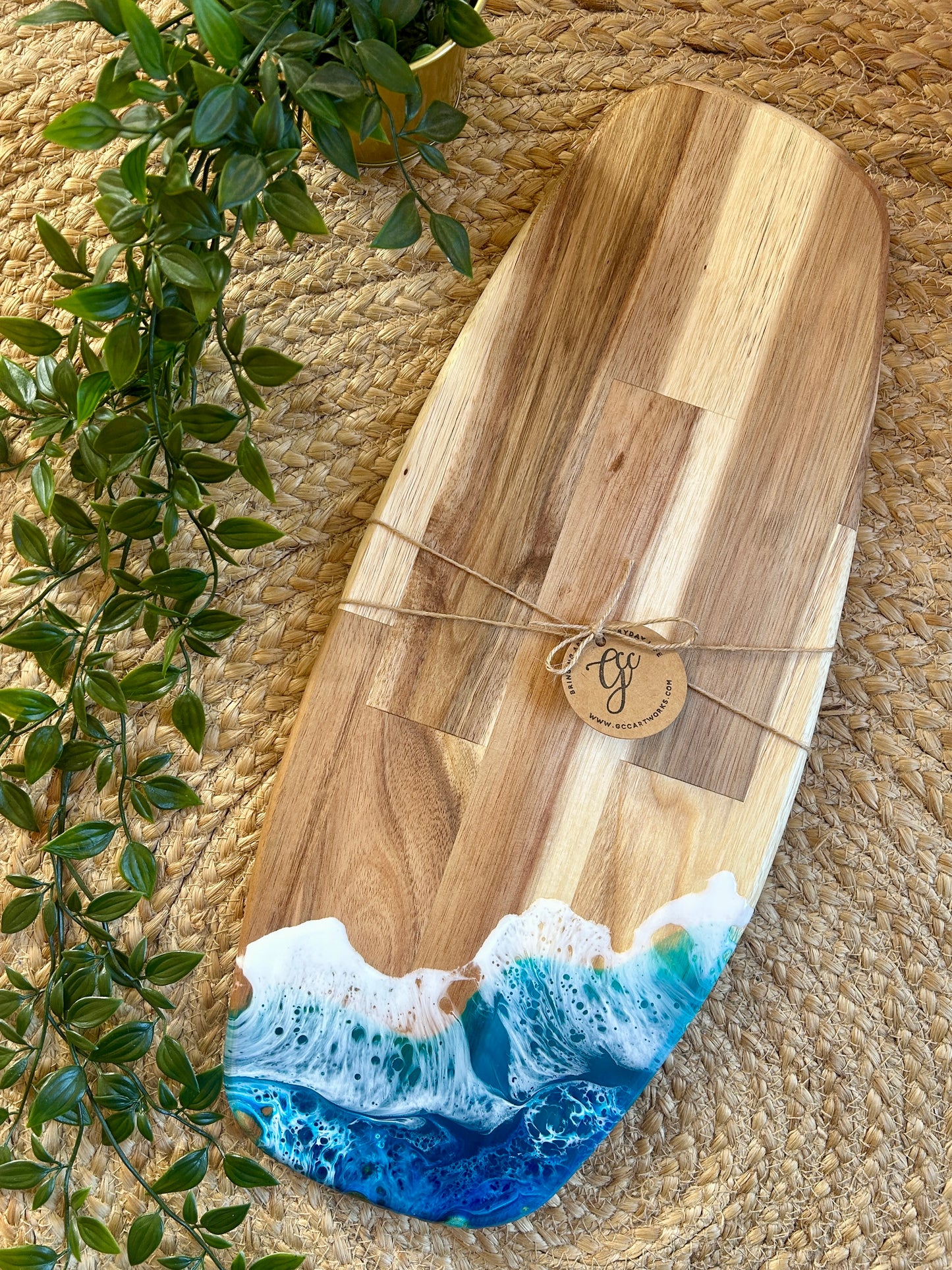 Resin Art Acacia Wood Serving Board - Seascape