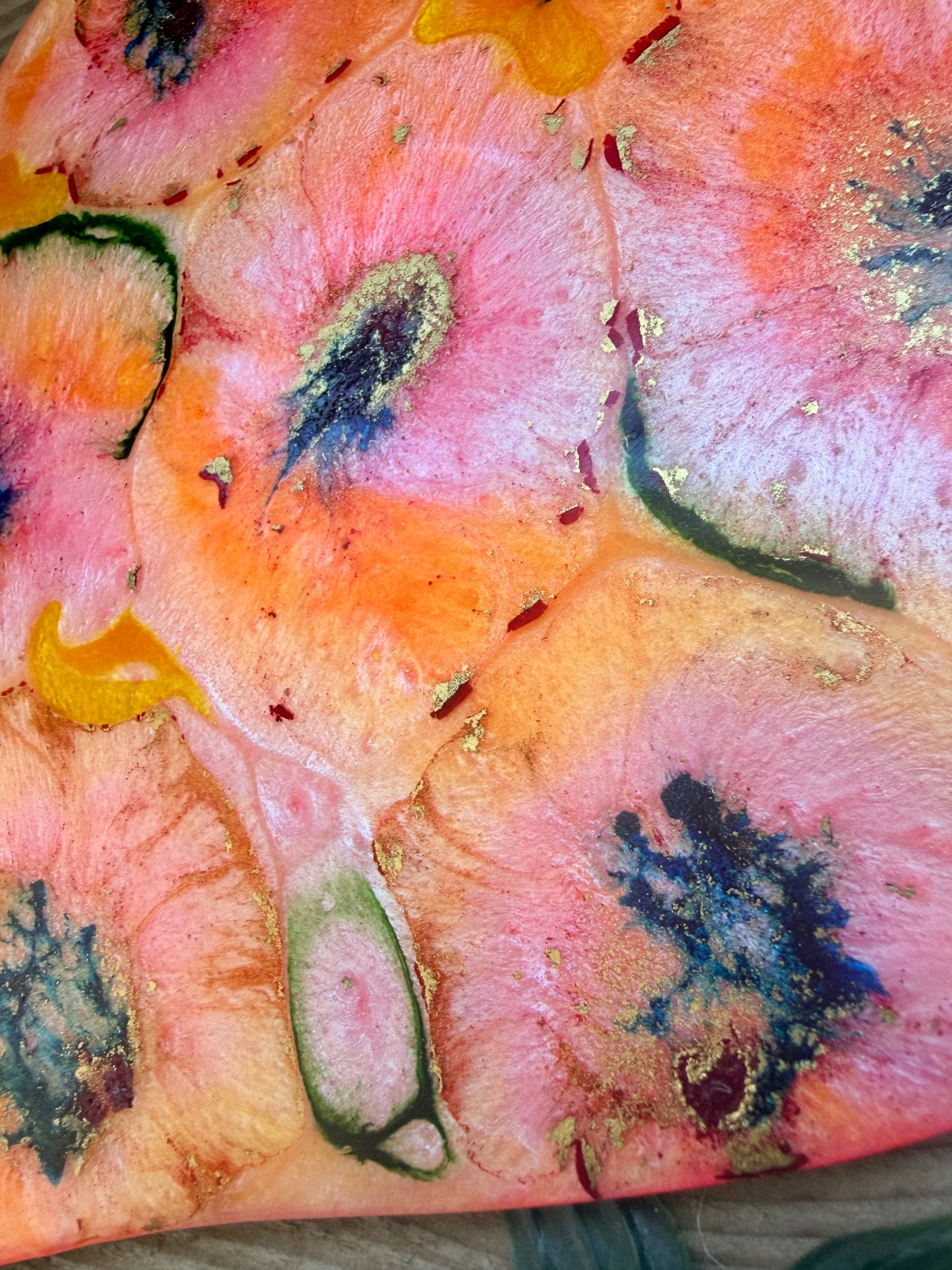 Resin and Ink Original Hanging Heart Artwork