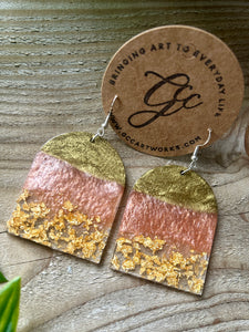 Resin Arch Earrings - Peach and Gold