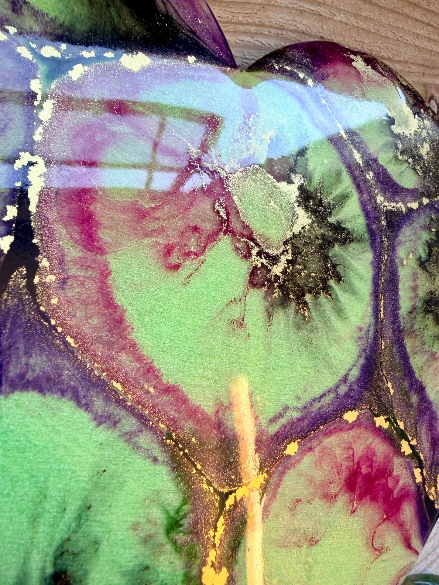 Resin and Ink Original Hanging Heart Artwork