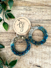 Resin Hoop Earrings - Turquoise and Gold