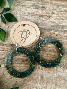 Resin Hoop Earrings - Turquoise and Gold