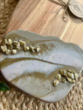 Resin Art Acacia Wood Serving Board - Taupe, White and Gold