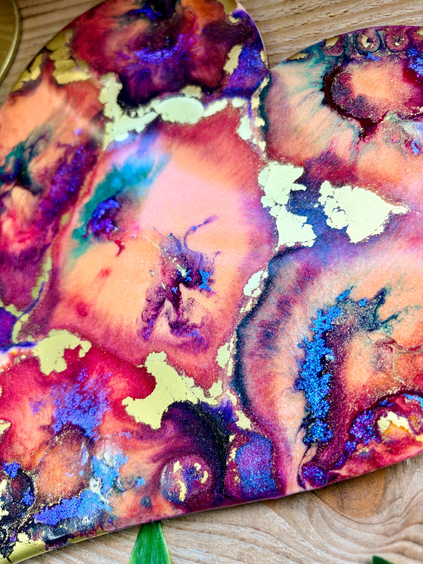 Resin and Ink Original Hanging Heart Artwork