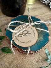 Turquoise and Gold Resin Coasters - Set of 4