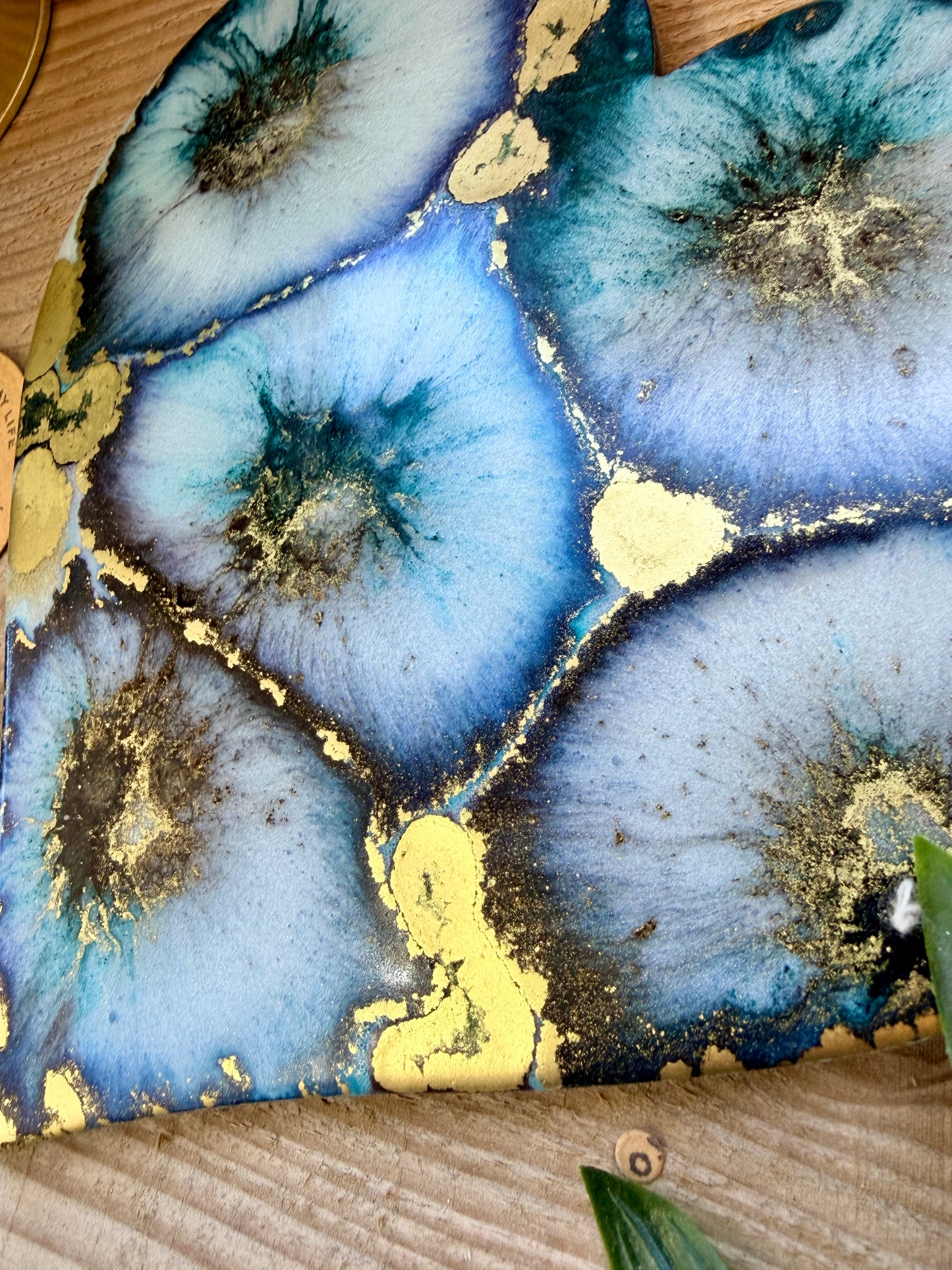 Resin and Ink Original Hanging Heart Artwork