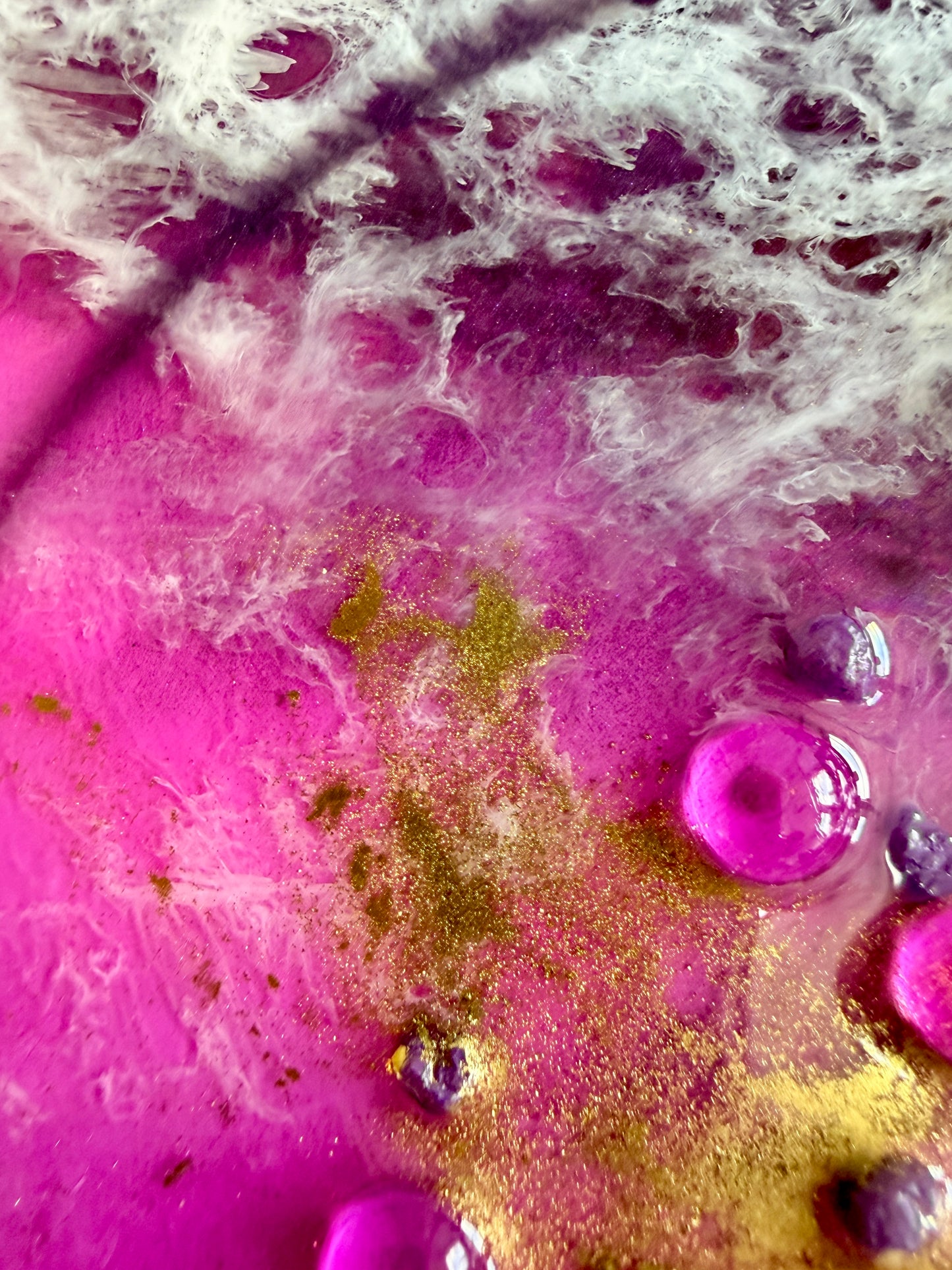 FUCHSIA FIREBALL - Resin and Ink Original Hanging Artwork