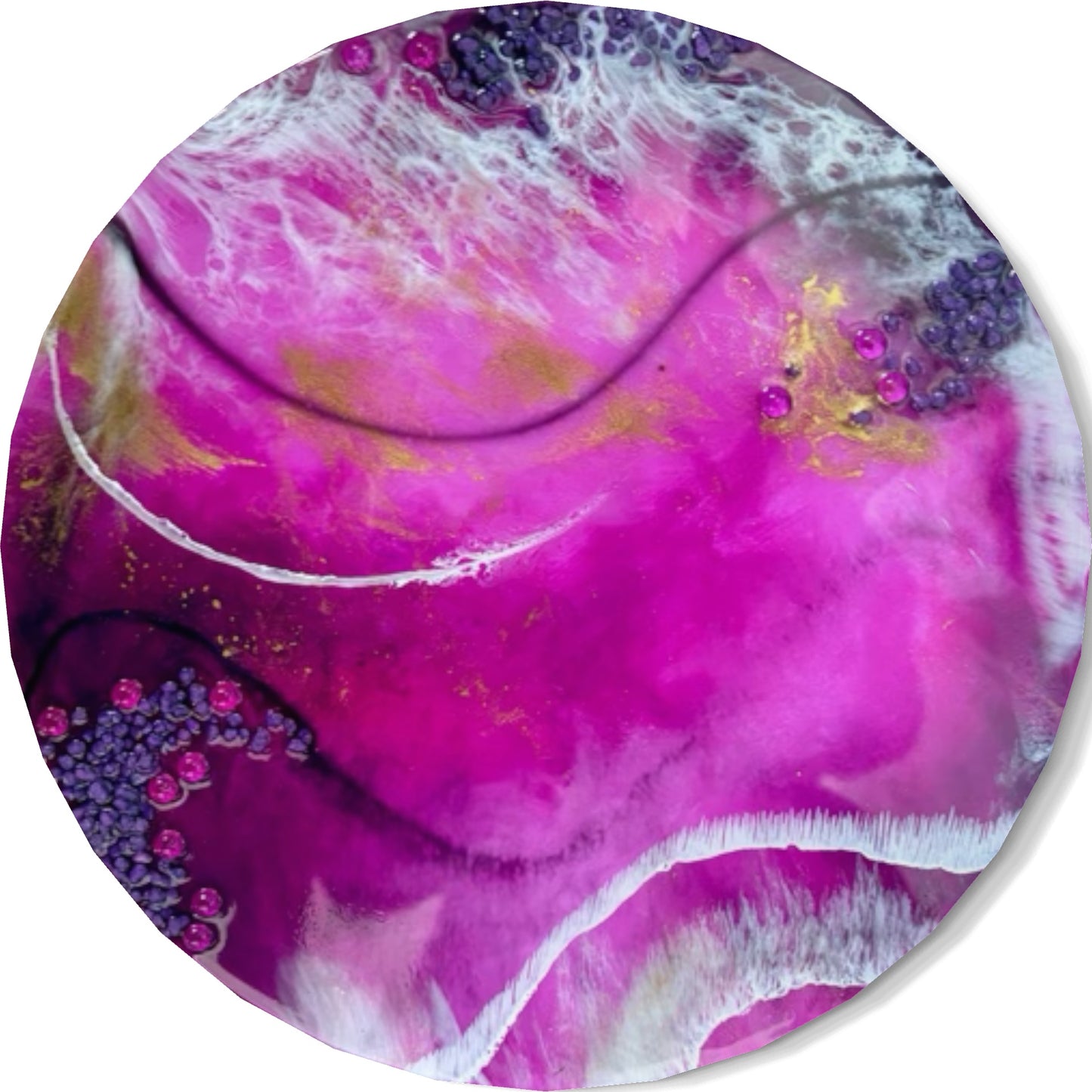FUCHSIA FIREBALL - Resin and Ink Original Hanging Artwork