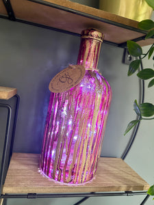 Alcohol Ink Light Up Bottle - Pink and Gold