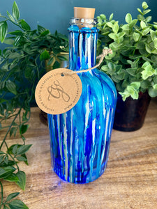 Alcohol Ink Light Up Bottle - Blue and White