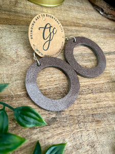 Resin Hoop Earrings - Taupe Glitter