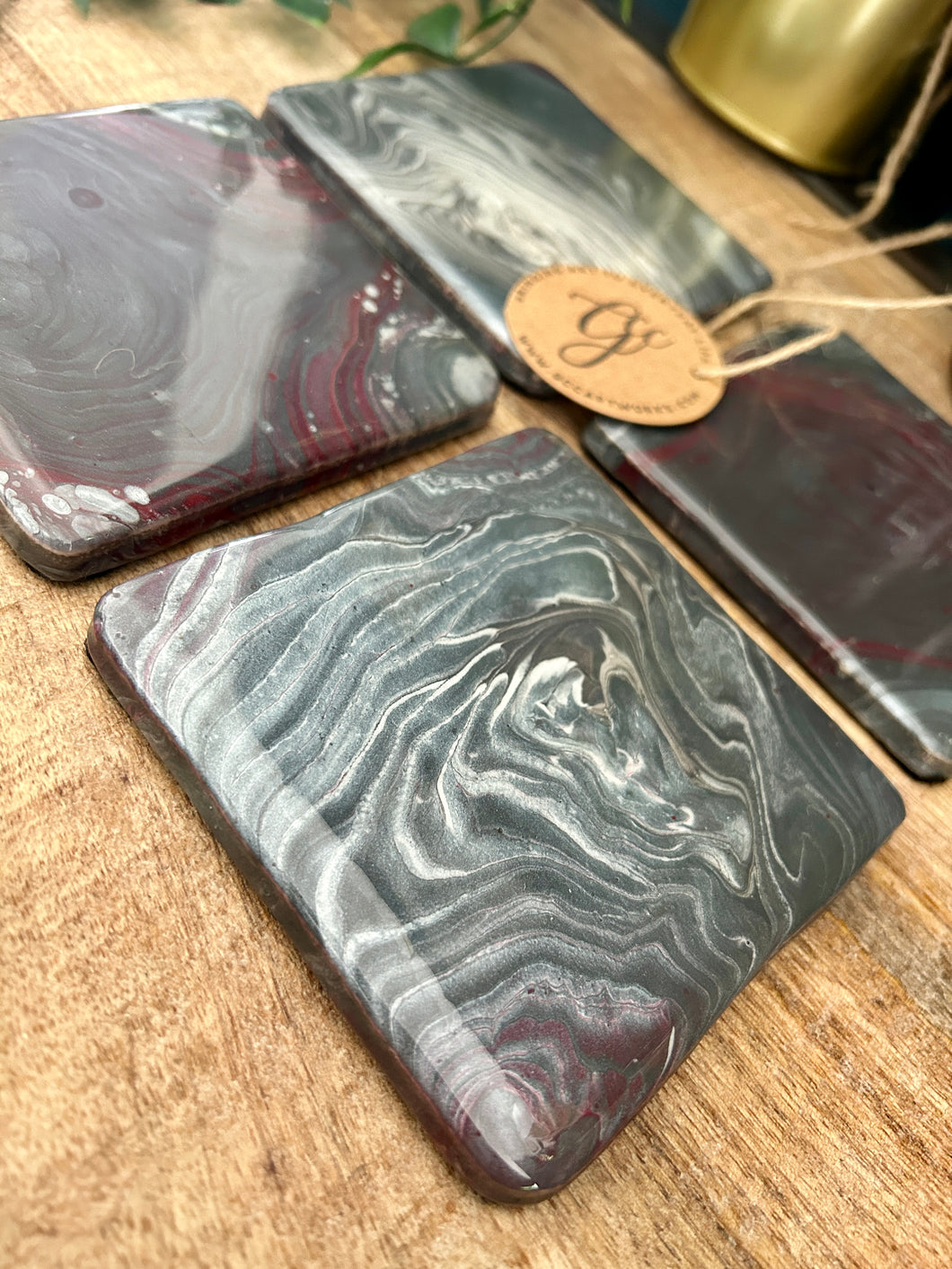 Acrylic Pour and Resin Coasters - Set of 4