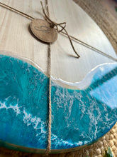 Resin Art Aspen Wood Lazy Susan Serving Board - Beachy Waves