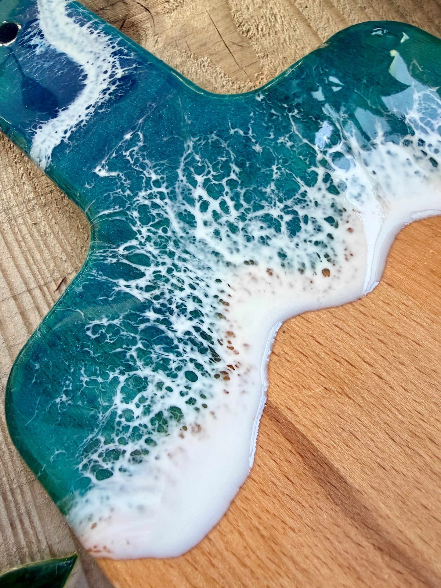Resin Art Beech Wood Serving Paddle - Waves