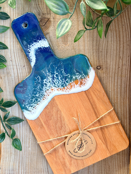 Resin Art Beech Wood Serving Paddle - Waves