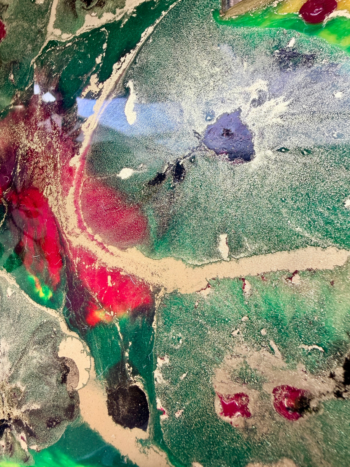 Resin and Ink Original Hanging Heart Artwork