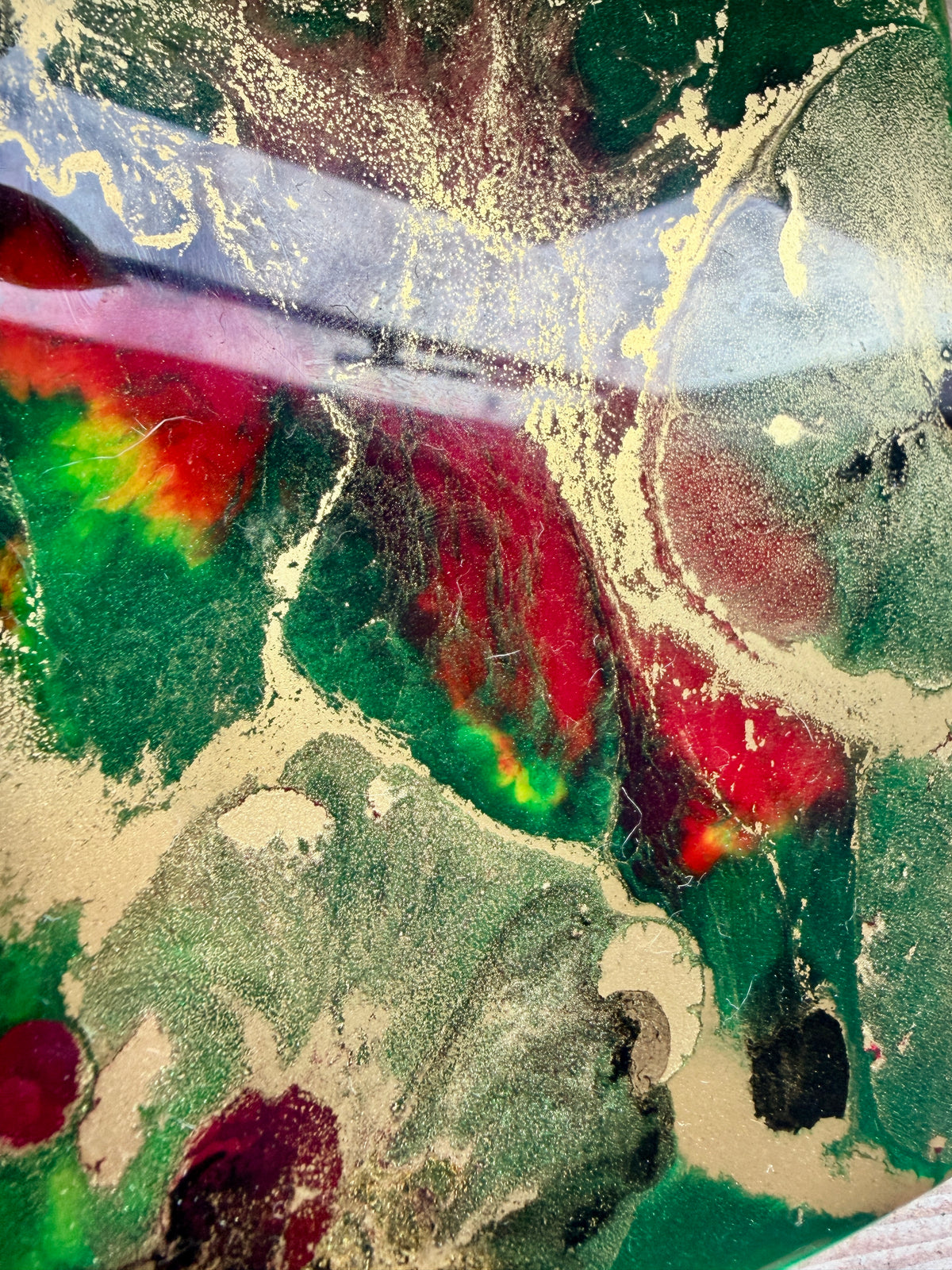 Resin and Ink Original Hanging Heart Artwork