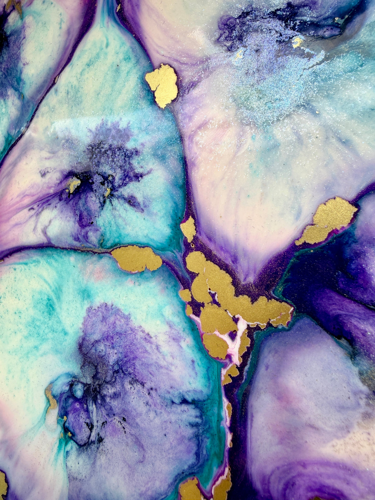 Resin and Ink Original Hanging Heart Artwork