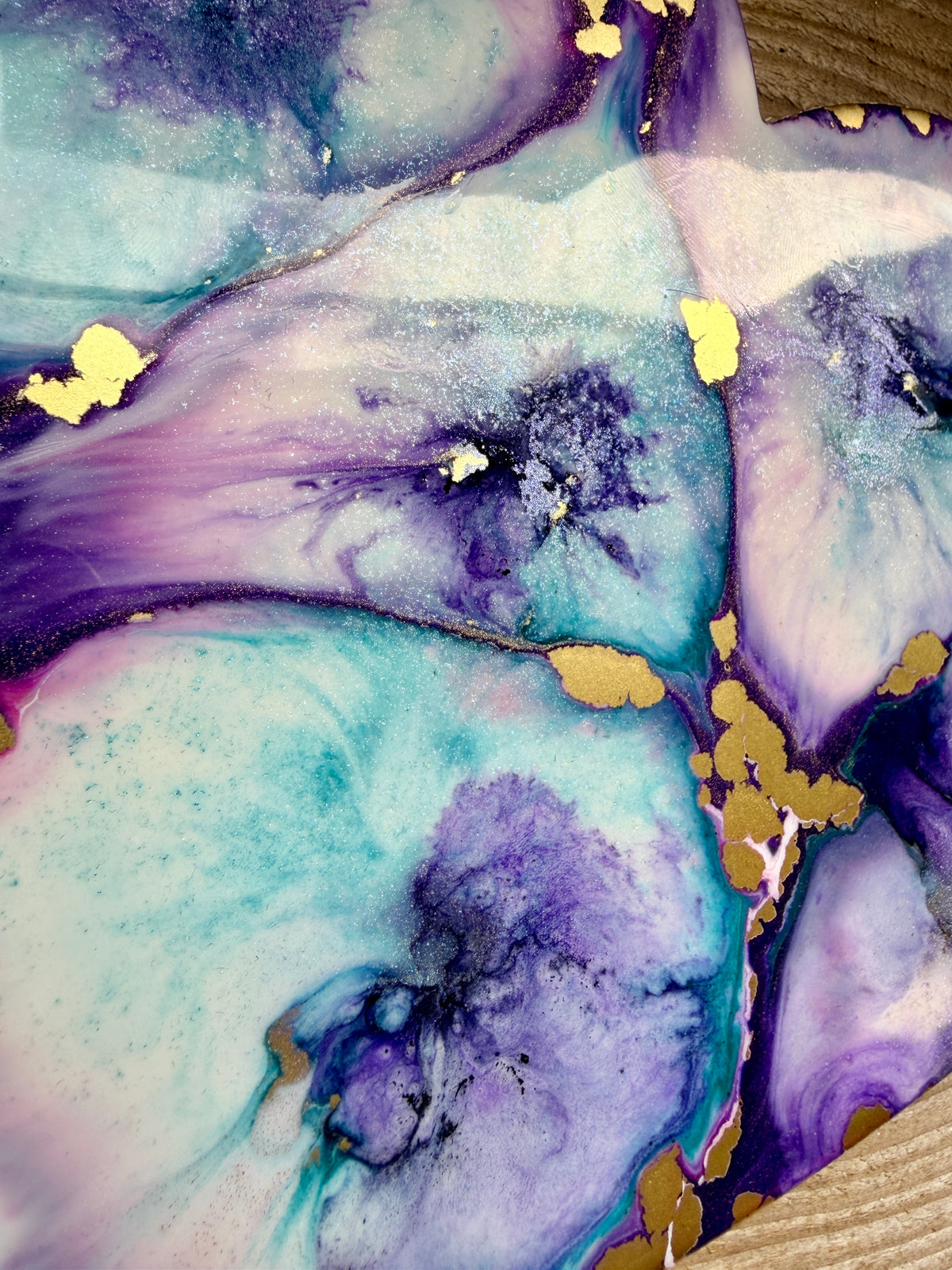 Resin and Ink Original Hanging Heart Artwork