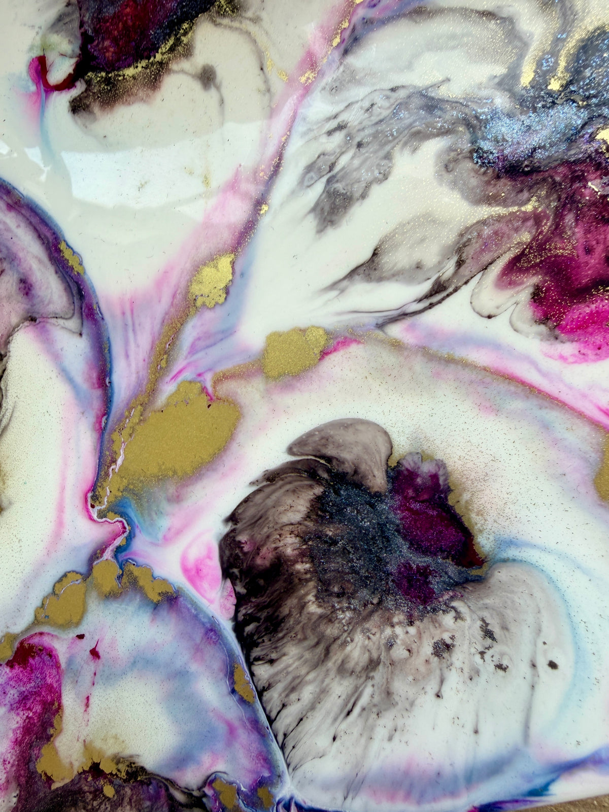 Resin and Ink Original Hanging Heart Artwork