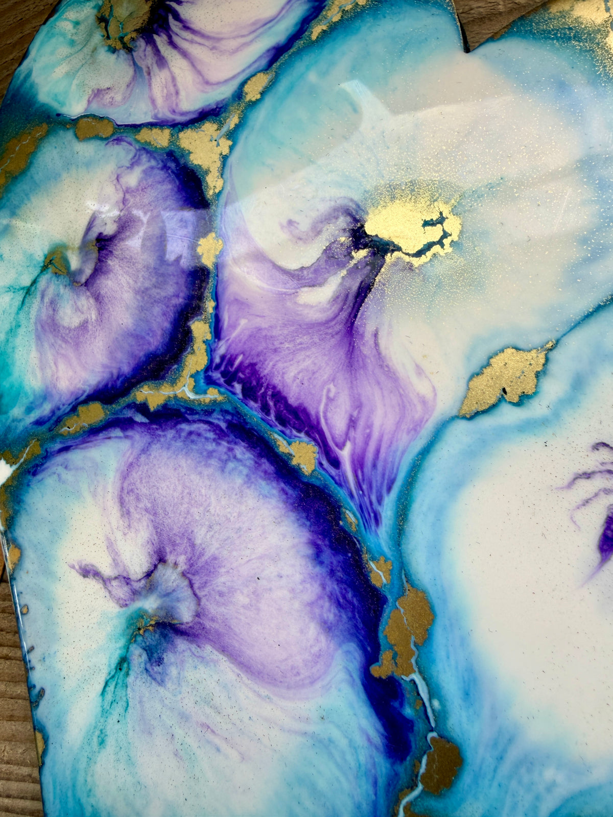 Resin and Ink Original Hanging Heart Artwork