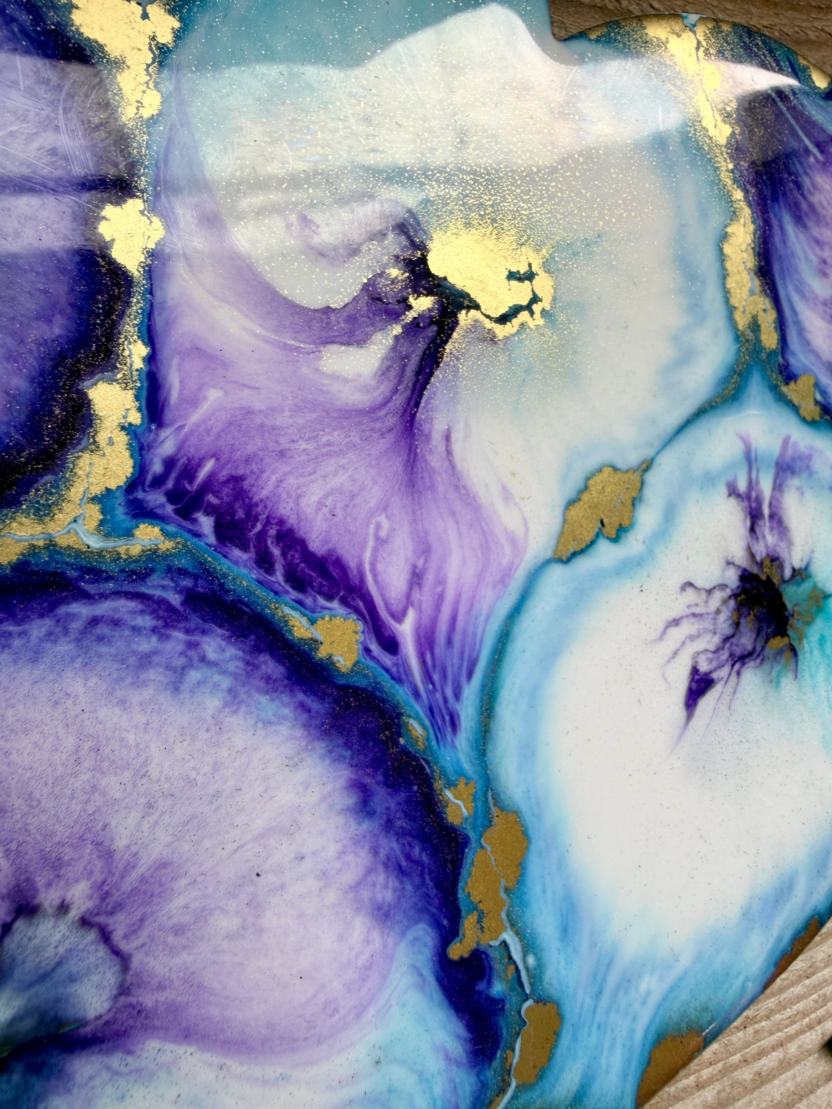 Resin and Ink Original Hanging Heart Artwork