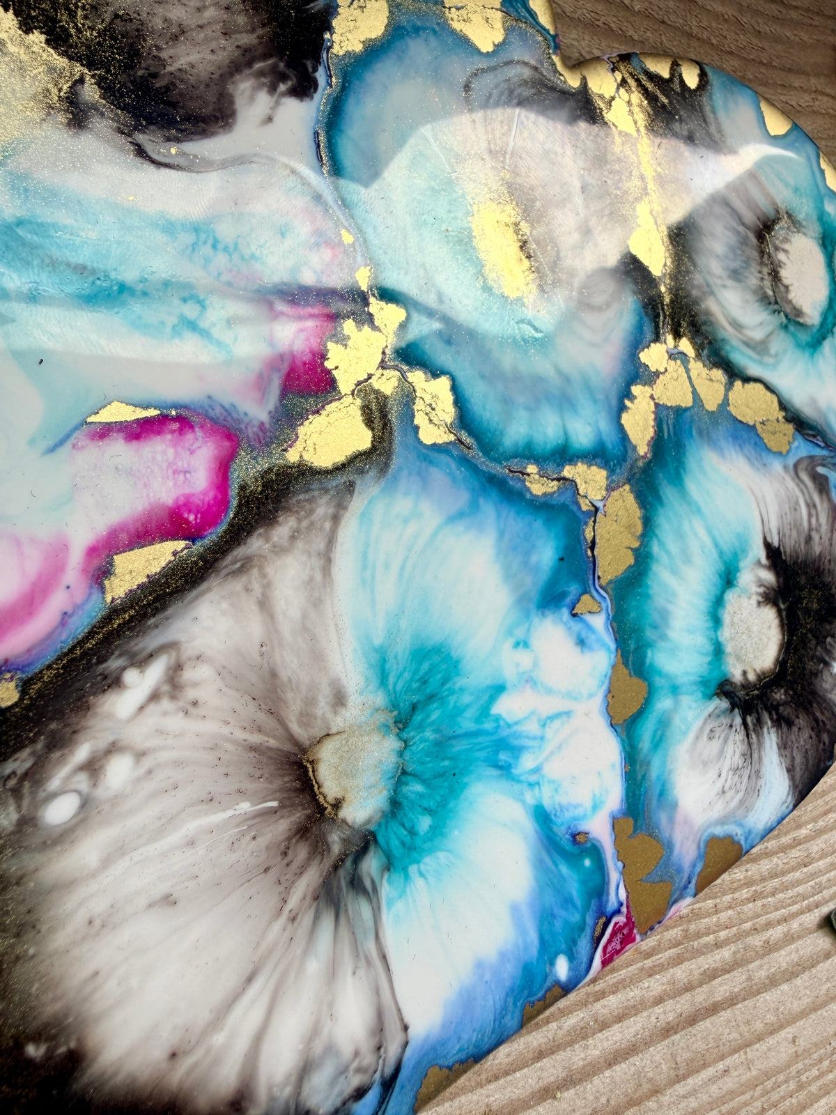 Resin and Ink Original Hanging Heart Artwork