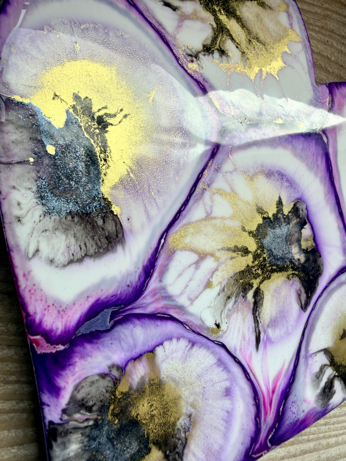 Resin and Ink Original Hanging Heart Artwork