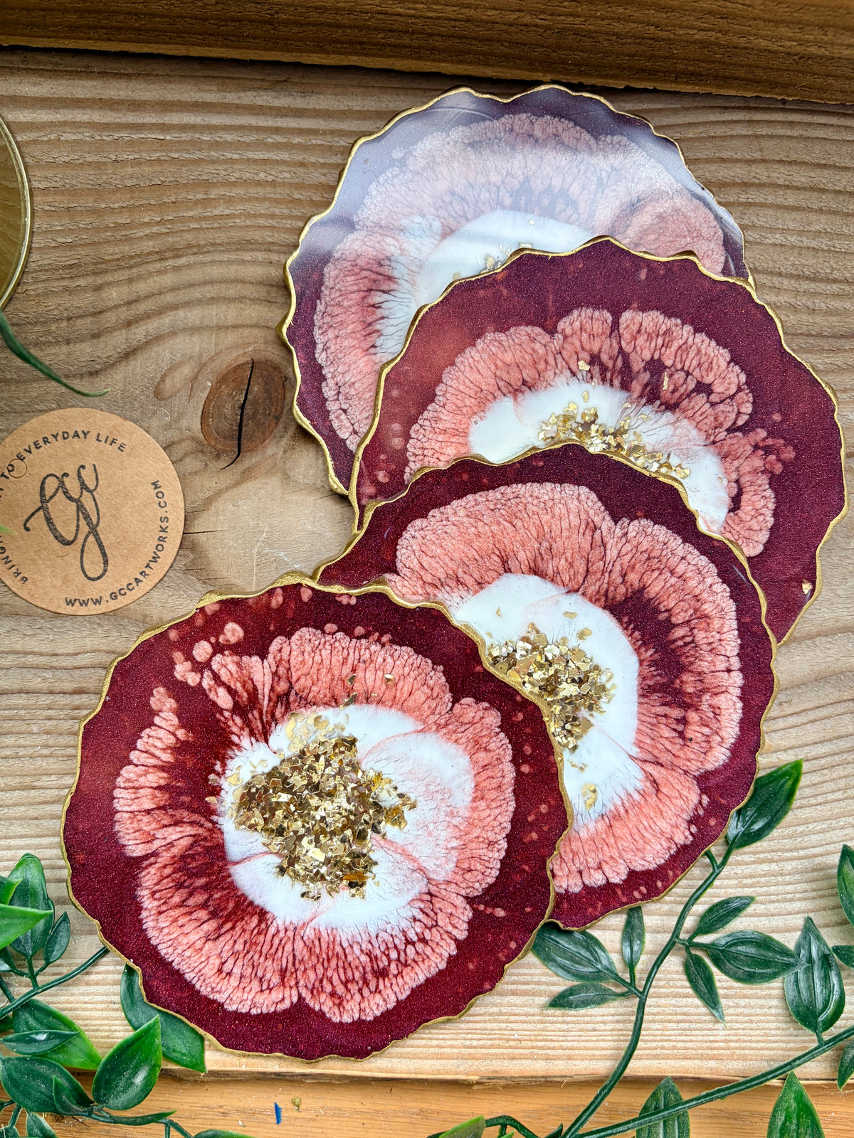 **ON EXHIBITION** Geode Style Resin Art Coasters- Auburn, White and Gold