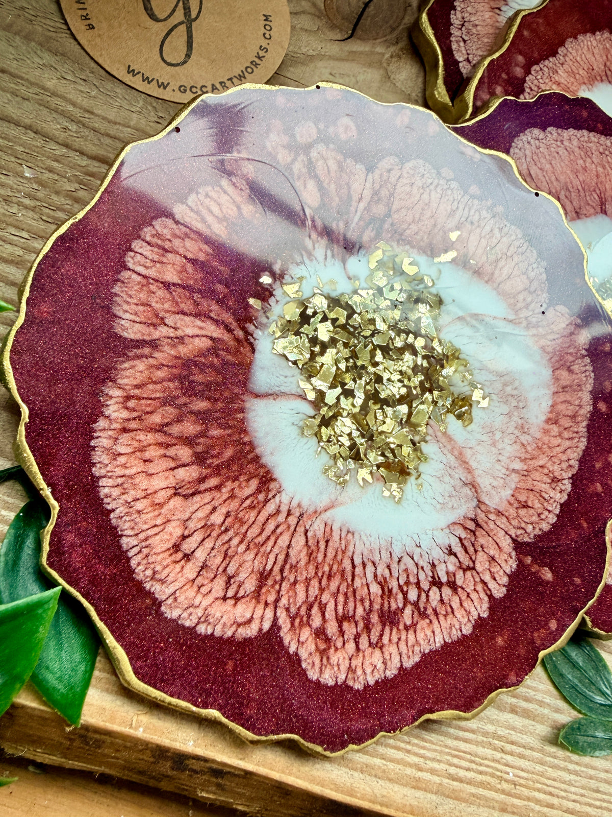 **ON EXHIBITION** Geode Style Resin Art Coasters- Auburn, White and Gold