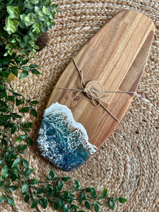 Resin Art Acacia Wood Serving Board - Sea Foam